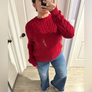 Polo Ralph Lauren Red Cable Knit Sweater NWT Size Medium